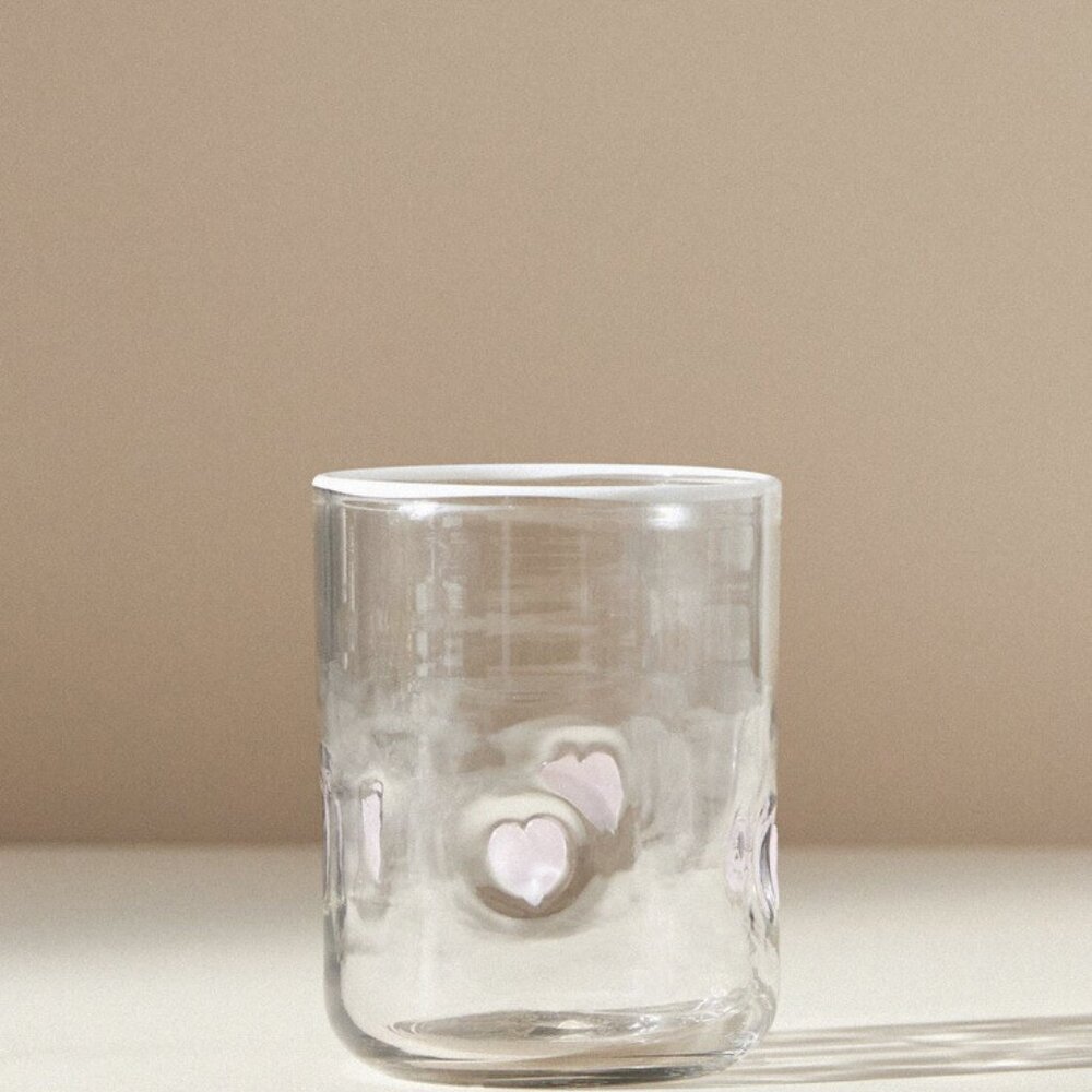 Anthropologie Icon Glass -  Pastel Pink Heart